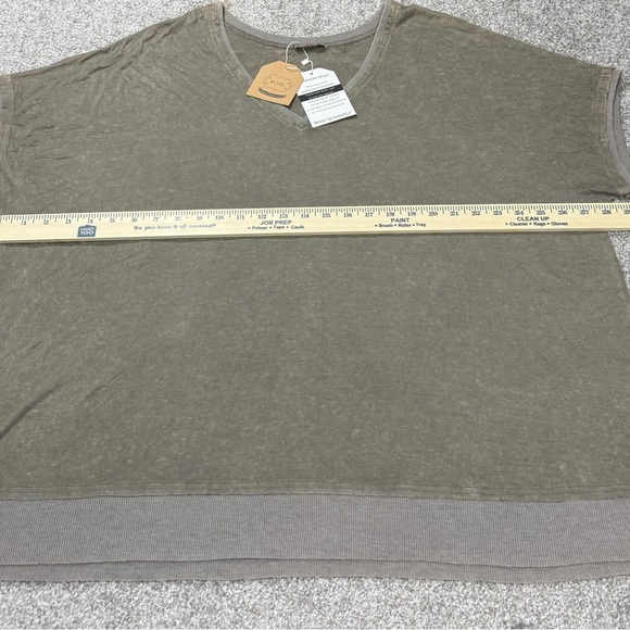NWT Women’s Kori America Taupe Tunic Short Sleeve Top Xl Breezy Boho - Picture 5 of 6